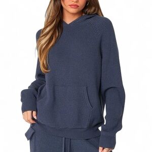 Edikted Navy blue knit hoodie